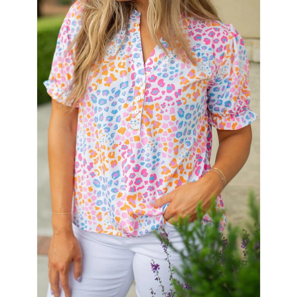 Michelle Mcdowell Sutton Top Sunny Days Navy Sz Medium